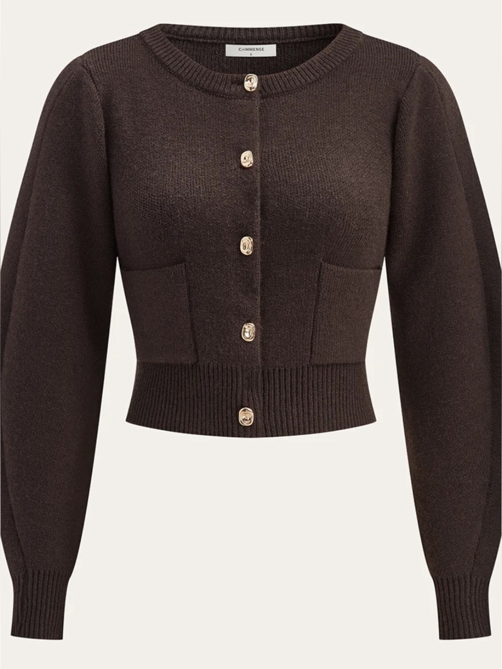 Commense Lamb Sleeve Metal Button Knit Top